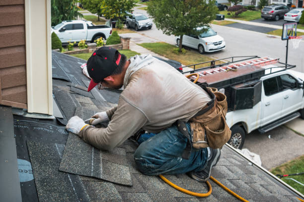 Professional Roofing technician working in Dahinda, IL